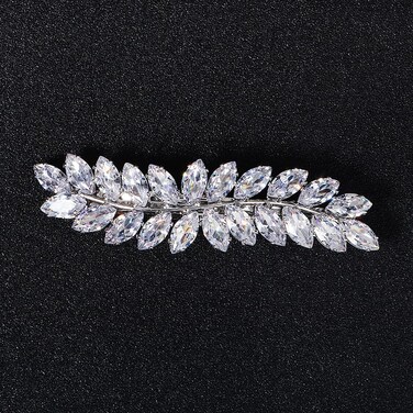 Xerling Rhinestone French Barrettes Hair Clip Automatic Hair Accessories Hair Spring Clips Leaf Design Zircon Hair Piece for Women