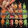 12 Grids Fall Nail Art Glitters Maple Leaf Glitter Nail Sequins 3D Autumn Maple Leaf Holographic Nail Art Flakes Confetti Glitter Sticker Decals Fall Manicure Design Makeup DIY Thanksgiving Decoration