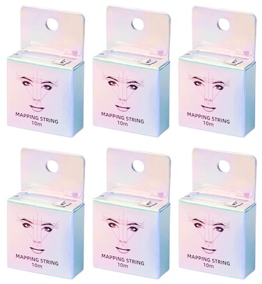 XIAOYU 10M Pre-Inked Eyebrow Mapping String for Microblading, Microshading, Cosmetic Tattooing, Makeup Supplies, 6 Pack, White Ink