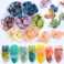 50 PCS/7 Color Box Hydrangea Petals of Dry Flowers Nail Art Stickers Natural Nail Supplies Curved Tweezers with Professional