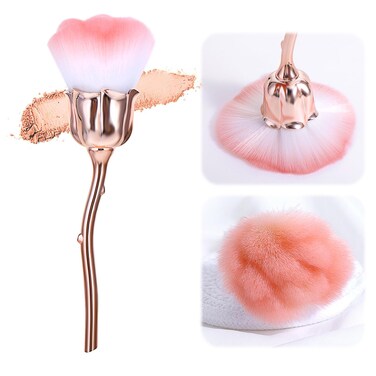 Rose Makeup Brushes Dust Brush For Nails Rose Nail Dust Brush Acrylic Nail Arts Manicure Dust Cleaner Brush Pink Soft Nail Art Dust Powder Brush Blush Brush For Nail Salon And Household Use