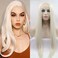 xiweiya 60# White Blonde Wigs Middle Part Heat Resistant Fiber Hair Natural Hairline Wigs Long Silky Straight Synthetic Platinum Blonde Lace Front Wigs 13x3 Lace Wig for Women 26inch