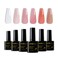 Nude Gel Nail Polish Kit - 6 Colors Jelly Sheer Nude Milky White Pink Set, Soak off UV Nail Set Salon DIY Home Art Design Gifts for Girl Women