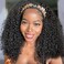XSY Headband Wig Human Hair 20 Inch Kinky Curly Headband Wigs for Black Women Curly Human Hair Wigs Glueless No Lace Front Wig Brazilian Virgin Human Hair 150% Density Natural Black Color