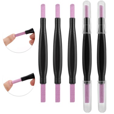 5 Pieces Nail File Stone Sanding Stick Double Headed Pumice Stone Cuticle Remover Trimmer Polishing Pen Manicure Pedicure Tools for Household Beauty Salon Peeling Dead Skin Repairing