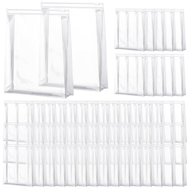 Xuniea 100 Pcs Mini Clear Makeup Bag PVC Small Travel Toiletry Organizer Pouches Bulk Waterproof Transparent Plastic Cosmetic Bag with Zipper for Women Men Travel(5.1'')