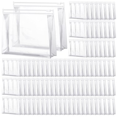 Xuniea 100 Pcs Mini Clear Makeup Bag PVC Small Travel Toiletry Organizer Pouches Bulk Waterproof Transparent Plastic Cosmetic Bag with Zipper for Women Men Travel(9.8'')