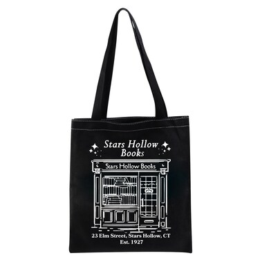 XYANFA Glmore Girl Inspired Shopping Bag Tv Show Fans Gift Best Friend Gift Stars Hollow Books Tote Bag (Stars Hollow tote black)