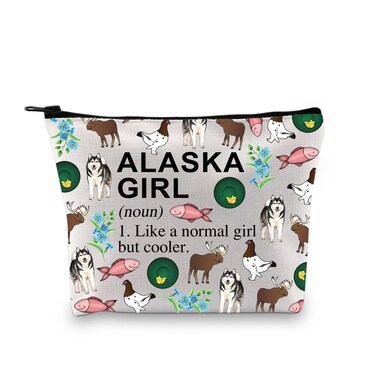 XYANFA Alaska Girl Gift Alaska Cruise Makeup Bag Alaska Travel Gift Alaska Souvenirs Gift Matching Cruise Gift Alaskan Vacation Cosmetic Bag (ALASKA GIRL (noun))