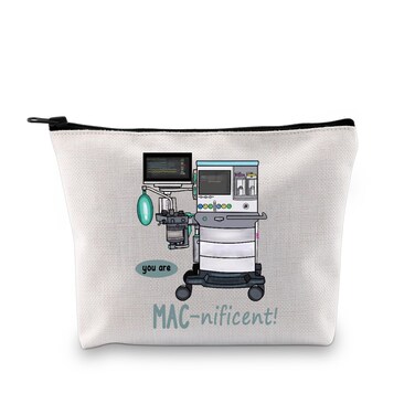 XYANFA Anesthesia Makeup Bag Anesthesiologist Gift Anesthesia Tech Week Gift Anesthetist Nurse Doctor Cosmetic Bag MAC-nificient (you are MACnificent)