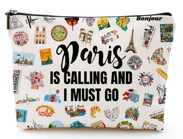 Paris Travel Gift Cosmetic Bag Paris Lover Gifts Makeup Bag Paris City Skyline Themed Gifts for Paris Traveller Women Friends Sister Birthday Christmas Bachelorette Party Favors Girls Trip Gifts