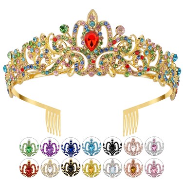 Gold Wedding Crown for Bride Crystal Princess Tiaras for Women Rhinestone Sparkly Headbands Happy 21st Birthday Crown with Combs Elegant Headdress Decorations for Bridal Prom Party Costumes Gifts