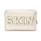 Y1tvei Preppy Patch SKIN White Chenille Letter Cosmetic Bag PU Leather Portable Waterproof Makeup Toiletry Bag Zipper Pouch Travel Storager Organizer Compliant Bag for Women Teens Girls(Shell Gold)