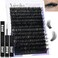 Fluffy Lash Clusters Kit 12-25mm Thick Cluster Eyelash Extensions Kit 280Pcs 100D Volume Individual Lashes with Lash Bond and Seal Wispy D Curl Waterproof Matte Black False Eyelashes, by Yaiseiko