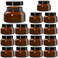Yarlung 16 Pack 8 Oz Plastic Containers with Lids, Brown Body Butter Containers Empty Refillable, Amber Body Scrub Jars Round Low Profile Samples Jars for Lotion, Sugar Scrub, Cream