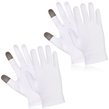 2 Pairs Touch Screen Thin Moisturizing Gloves, White Cotton Moisturizing Gloves for Dry Hands Skin Spa Gloves Rough-Cracked Chapped Eczema