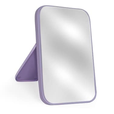 8-Inch Table Desk Vanity Makeup Mirror, Simple Portable Travel Mirror with Stand, Standing and Wall Hanging Dual-use, Purple