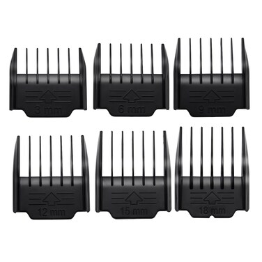 6 Pack Attachment Guide Comb Guards compatible with oneisall Low Noise Dog Clippers,Szie from 3mm-18mm Cut Length, Black