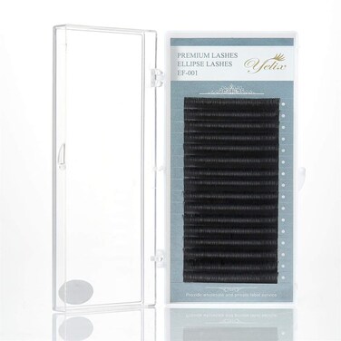 Mixed Length Flat Eyelashes Extensions - False Mink Eyelash Individual Split Tips Highly Soft Ellipse Lashes for Makeup Professionals C Curl 0.15mm/8-15mm (8 Lengths in One Tray)
