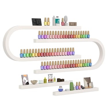 Metal Wall Mounted Nail Polish Storage Racks, Commercial Nail Salon Shop Nail Holder, White Cosmetic Display Cases, Lipstick Perfume Wall Shelf, Essential Oil Organizer, Nail Polish Display Rack
