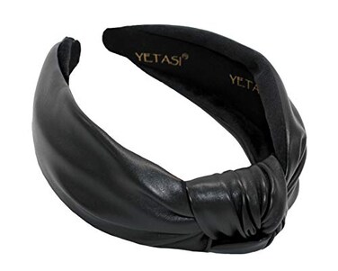 Headbands for Women Black Trendy Head bands for Women's Hair Leather Knotted Headband for Women is a Top Knot Womens Headbands Fashion Designer