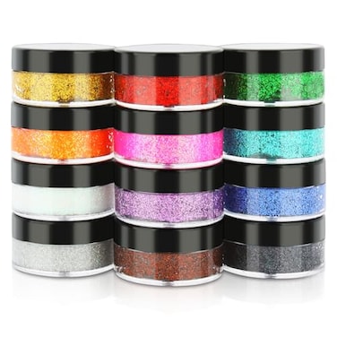Body Glitter, Face &amp; Body Glitter Gel, Face Glitter Makeup, Hair Glitter, Festival Rave Fine Glitter, 12 Colors