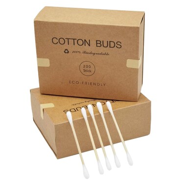 400 Count Bamboo Cotton Swabs with Wooden Sticks,Organic Cotton buds, Biodegradable &amp; Plastic-Free Bamboo Q Tips for Ears &amp; Makeup
