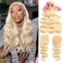 613 Blonde Bundles With Closure Brazilian Body Wave 3 Bundles With Closure Blonde Human Hair Bundles With Closure Remy Hair (10 10 10+10, 613#)