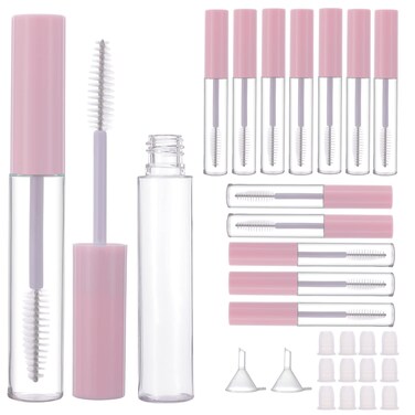 YITOU 12 Pcs 10ml Empty Mascara Tube with Eyelash Wand for Castor Oil, Refillable Clear Bottle Sample Size Container for Eyelash Eyebrow DIY Cosmetics Bulk Wholesale, Pink