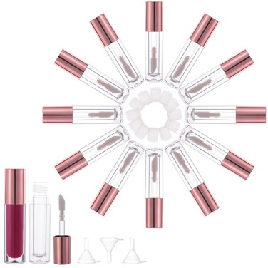 YITOU 12PCS Lip Glaze Bottle Empty 5ml, Transparent Cosmetic Containers with Applicator Lip Gloss Tube Making Kit Lipstick Bottle for Homemade Foundation Sample Cute Bulk Wholesale(0.81oz)