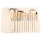 12 Piece Makeup Brushes Set   Horse Hair Professional Kabuki Makeup Brush Set Cosmetics Foundation Makeup Brushes Set Kits with White Cream-colored Case Bag