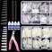 Yokilly 1000PCS Coffin Nail Tips and Glue, Clear Natural False Acrylic Nail Tips, Half Cover 10 Sizes French Artificial Nail Tips Manicure with Nail Clipper, Nail Files and Glue for Dip Powder