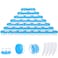 50PCS 3 Gram Sample Containers, 3ml Empty Jars with Lids, Small Cosmetic Containers, Mini Sample Jars with 4PCS Mini Spatulas for Make Up, Oils, Lotion, Powder, Paint, Jewelry, Lip Balms(Blue Lid)