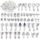 48 Pcs Dangle Nail Charms Luxury Rhinestones for Nails Heart Charms Silver Nail Gems Crystal Metal Nail Diamonds Stones for 3D Nails Art Decoration Jewelry Making, 24 Styles