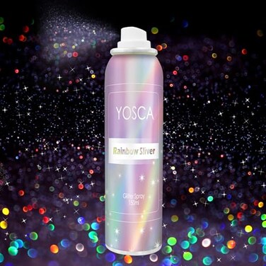 YOSCA Body Glitter Spray, 150ML Holographic Glitter Hairspray, Glitter Spray for Hair Body Clothes, Quick-Drying and Long-Lasting Shiny Glitter Spray for Festival Music Concert Party Rave Accessories