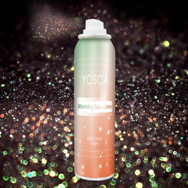 YOSCA Body Glitter Spray, 150ML Shimmer Glitter Hairspray, Glitter Spray for Hair Body Clothes, Quick-Drying and Long-Lasting Shiny Glitter Spray for Festival Music Concert Party Rave Accessories