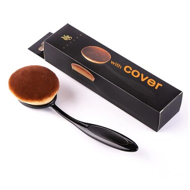 Yoseng Oval Foundation Brush - Large Soft Bristles for Liquid,Cream &amp; Powder   Makeup Brush with Cover,Dense Kabuki Brush for Blending,Contouring   Kids &amp; Adults (Black)