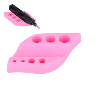 Ink Holder Pen Holder Microblading Pigment Ink Cup Pen Stand Makeup Accessories Pen Eyebrow Holder Silicone Pigment Ink Cotton Swabs Cup Holders(Pink)