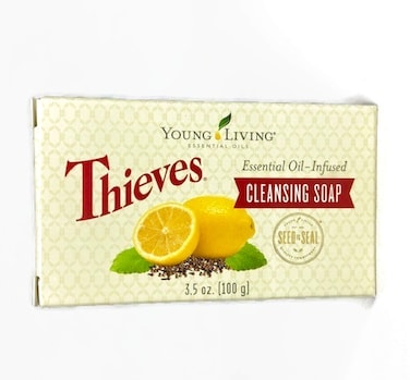 Thieves Cleansing Soap   3.5 oz   Gentle Exfoliation and Moisturizing with Olive, Coconut, Jojoba, and Wolfberry Oils   Long-Lasting Bar with Young Living&rsquo;s Signature Thieves Essential Oil Blend