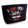 Valentine Makeup Bag 'I Love You More' Cosmetic Case Black Letter Print Zipper Travel Makeup