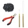Hair Extensions Tool Kits Hair Extension Pliers Pulling Hook Needle Loop Threader 500 Pcs Micro Silicone Rings Hair Beads for Hair Styling Accessory (Black)