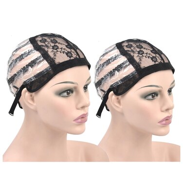 2 Pcs Wig Caps for Making Wigs Breathable Lace Wig Caps with Plastic Weave Wig Caps for Making Wigs (Medium)