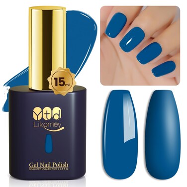 YTD Likomey Gel Nail Polish,15ml Haze Blue Soak Off UV Nails Gel,Spring Summer Salon Home DIY Nail Art Manicure and Pedicure Gel Varnish,CS418