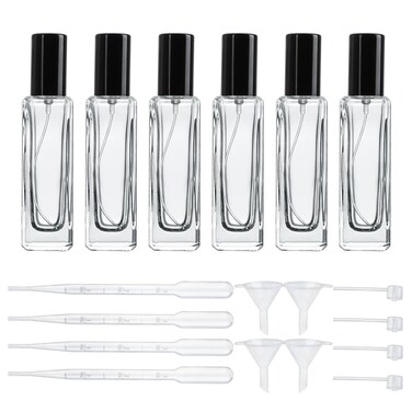 YU FENG 6 Pack Clear Glass Perfume Sprayer Bottle, 30ml Portable Perfume Fine Mist Sprayer, Empty Refillable Travel Perfume Bottle