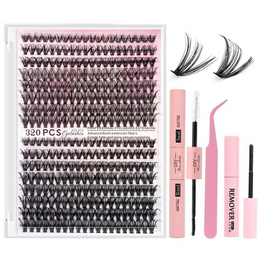 DIY Lash Extension Kit,320PCS 30D+40D 9-16mm Mix Lash Clusters Kit With Bond and Seal and Remover, D Curl Eyelash Extension Kit, Natural Look Individual Lashes for Lash Extension Beginners