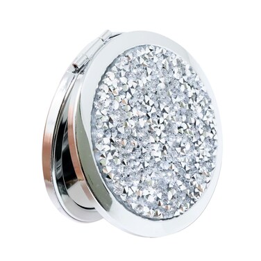 yueton 1 Pack Mini Rhinestone Makeup Mirror Practical Magnifying Compact Mirror Portable Pocket Makeup Mirror for Women