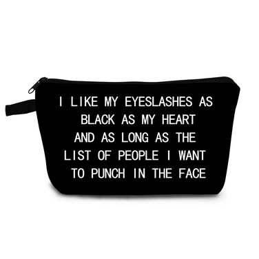 Funny Quote Makeup Bag Like My Eyeslashes Organizer Bag Toiletry Zipper Pouch Black Heart Cosmetic Bag Birthday Gift for Makeup Artists Women Friends