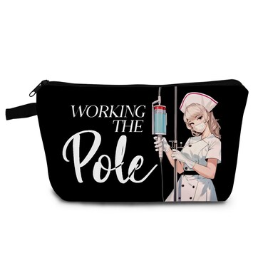Emergency Room Nurse Makeup Bag Nurse Organizer Bag Toiletry Zipper Pouch Working The Pole Cosmetic Bag Appreciation Birthday Present for Nurses Women Friends