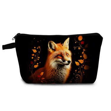 Fox Present Fox Makeup Bag Cute Small Organizer Bag with Zipper Fox Profile Print Cosmetic Bag Birthday Present for Fox Lovers Women Sisters Friends BFF