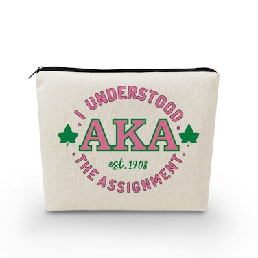 AKA Sorority Gifts Pink Green Sorority Makeup Bag Greek Sorority Cosmetic Bag Toiletry Zipper Pouch Gift for Sisters Women